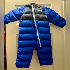 North Face Bunting Blue Puffer Snowsuit 3-6 months